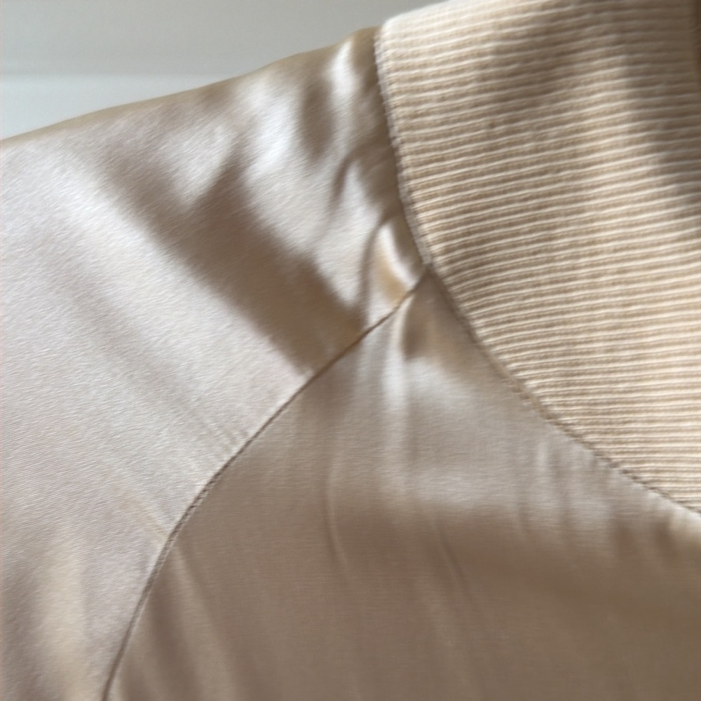 Silkland Women's Cream Satin Bomber Jacket - Picture 4 of 5